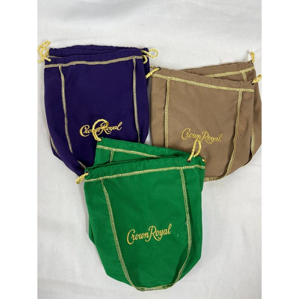 Crown Royal Bags Mixed Lot of 6 Purple Green Tan Crafts Quilting